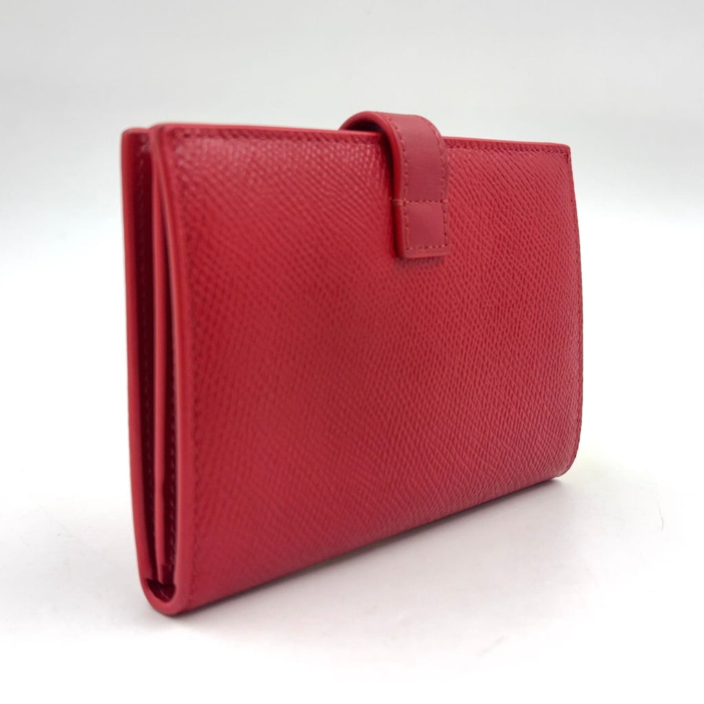 Celine Medium Strap Wallet Bifold Leather Red Gold — view 2