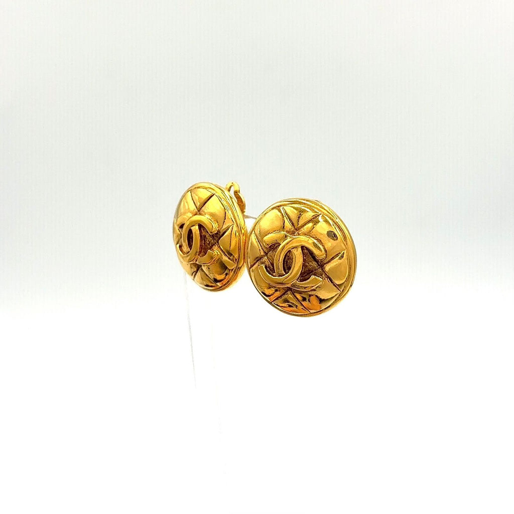Louis Vuitton CC Logo Matelasse Gold Plated Earrings — view 2
