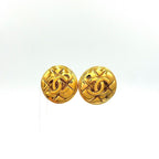 Louis Vuitton CC Logo Matelasse Gold Plated Earrings