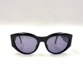 Chanel CC Logo Oval Acetate Gray Black Sunglasses Gold Eyewear