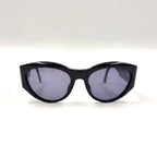 Chanel CC Logo Oval Acetate Gray Black Sunglasses Gold Eyewear