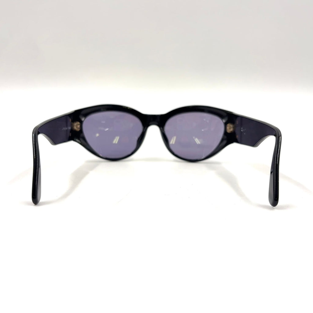 Chanel CC Logo Oval Acetate Gray Black Sunglasses Gold Eyewear — view 8