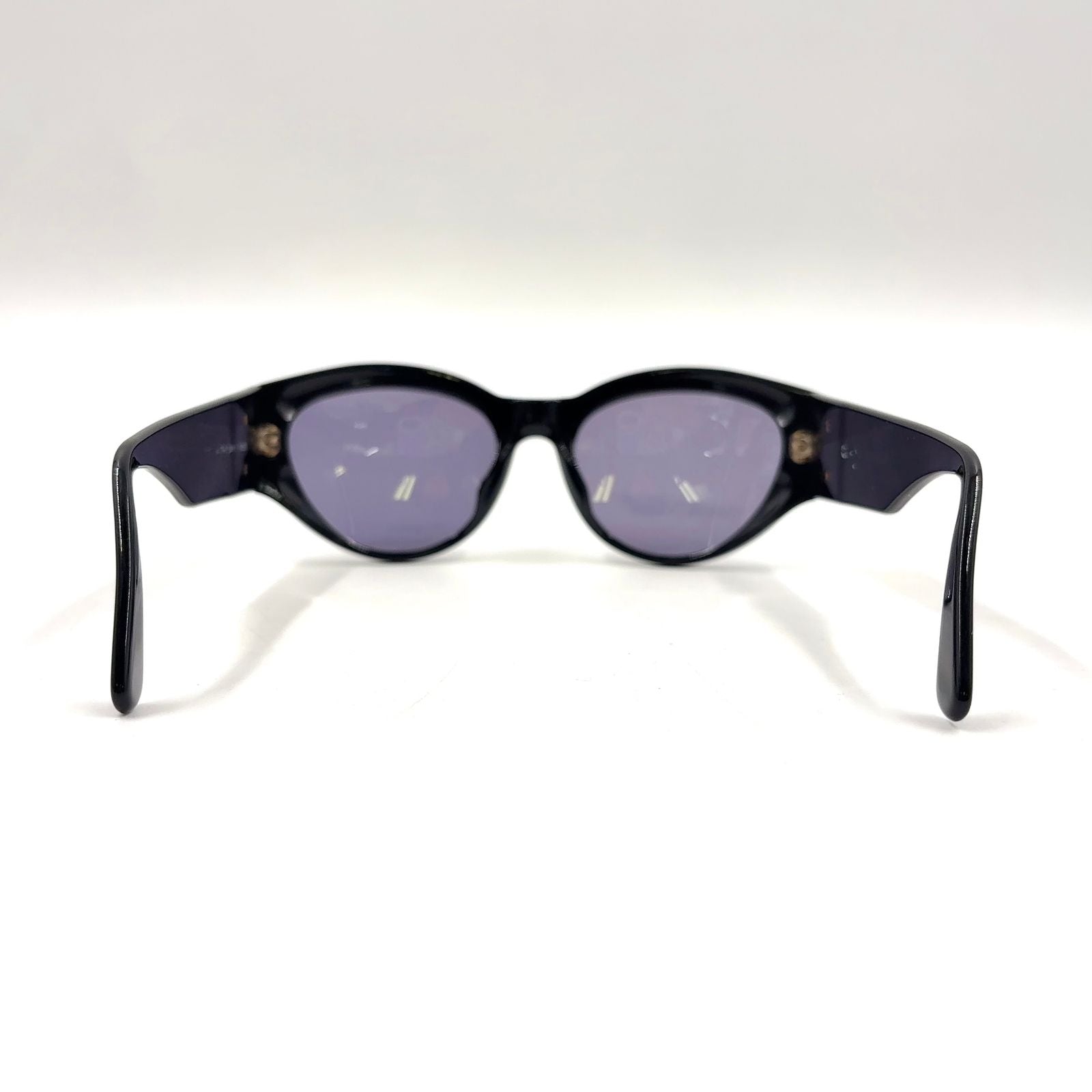 Chanel CC Logo Oval Acetate Gray Black Sunglasses Gold Eyewear — view 8