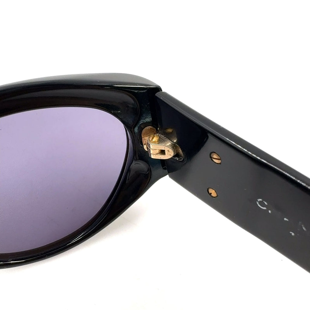 Chanel CC Logo Oval Acetate Gray Black Sunglasses Gold Eyewear — view 6