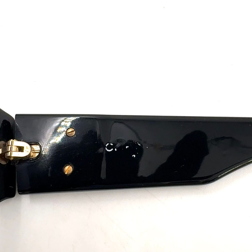 Chanel CC Logo Oval Acetate Gray Black Sunglasses Gold Eyewear — view 5