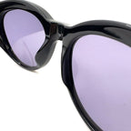 Chanel CC Logo Oval Acetate Gray Black Sunglasses Gold Eyewear — view 3
