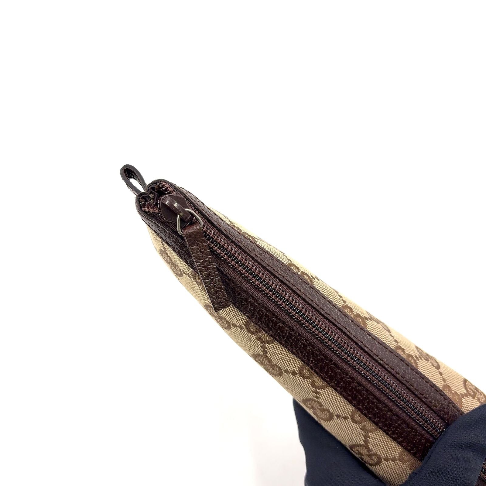 Gucci GG Canvas Leather Brown Triangle Pen Pouch — view 8