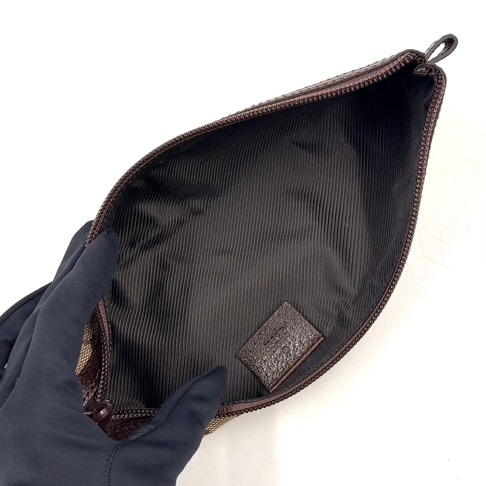 Gucci GG Canvas Leather Brown Triangle Pen Pouch — view 3