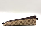 Gucci GG Canvas Leather Brown Triangle Pen Pouch