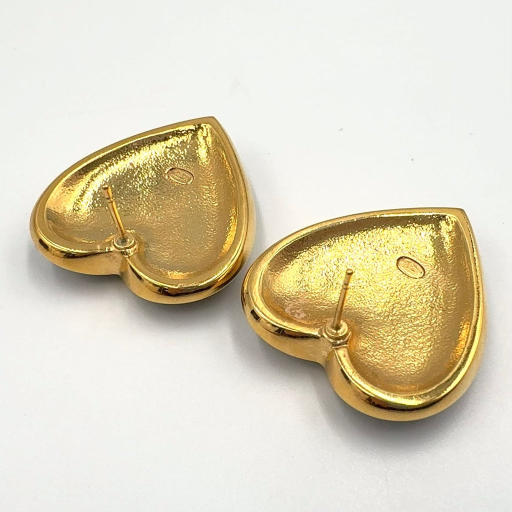 Chanel CC Logo Heart Motif Metal Resin Gold Earrings — view 6
