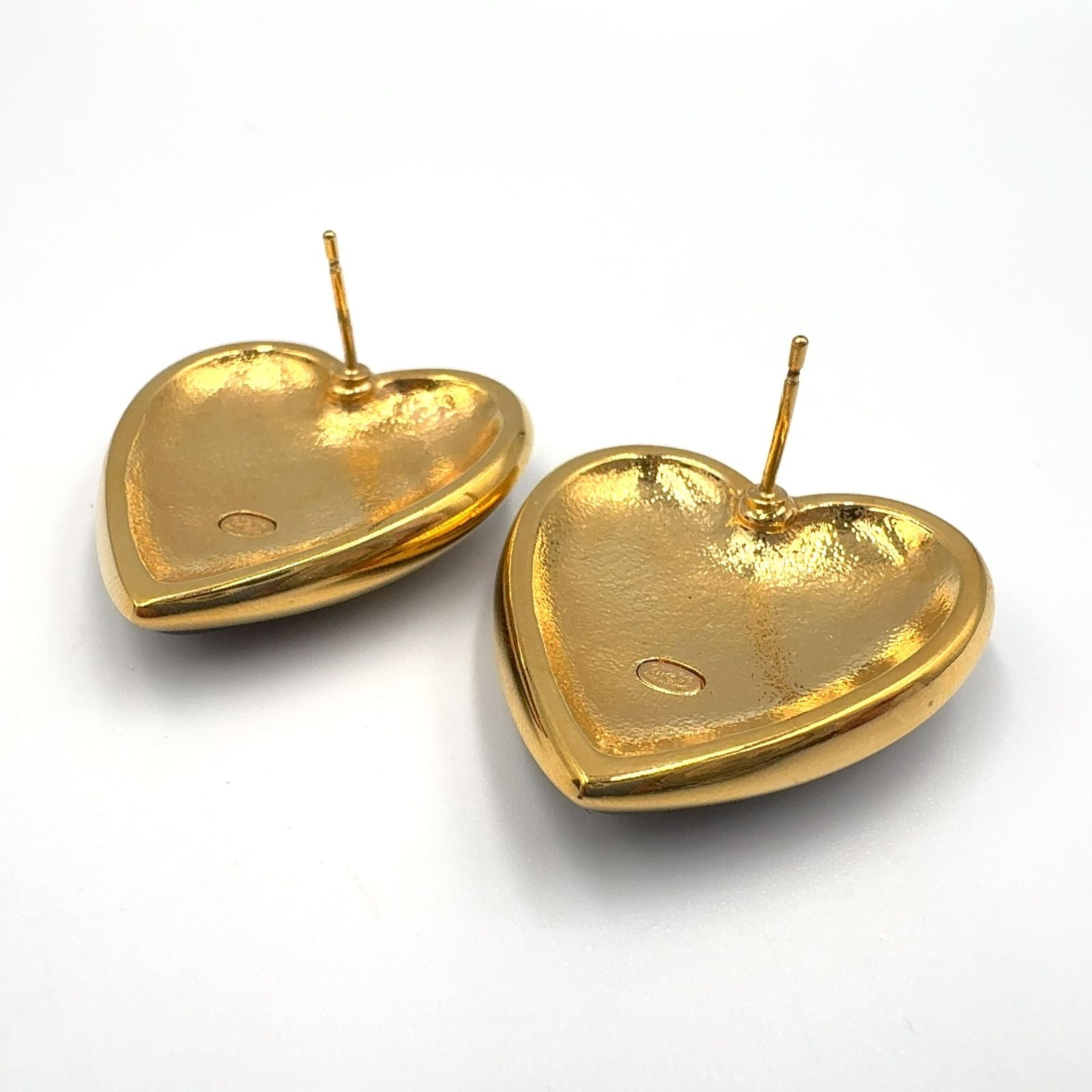 Chanel CC Logo Heart Motif Metal Resin Gold Earrings — view 5