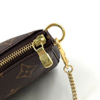 Louis Vuitton Mini Pochette Accessoires Monogram Leather Brown Handbag Gold — view 6