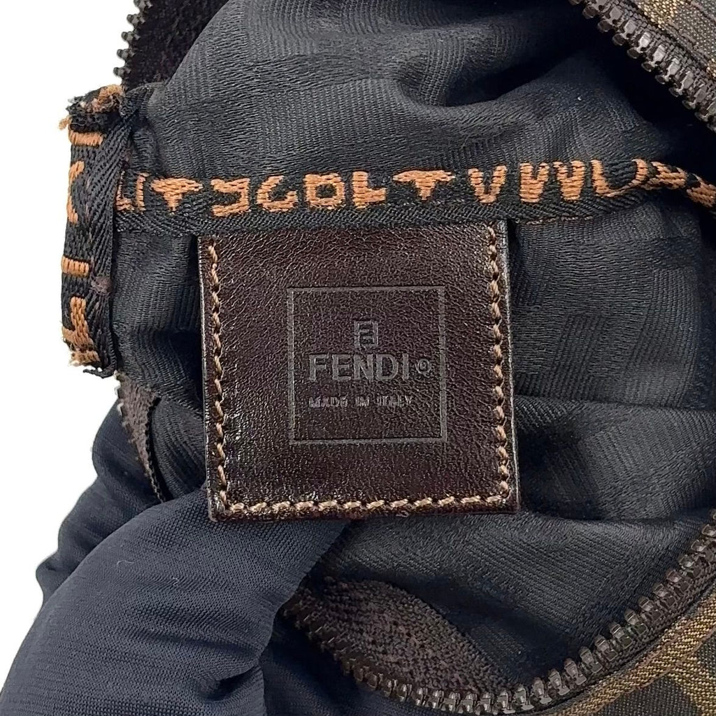 Fendi Zucca Mini Vanity Leather Canvas Brown Pouch Silver — view 4