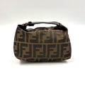 Fendi Zucca Mini Vanity Leather Canvas Brown Pouch Silver