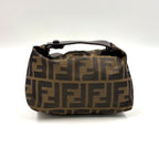 Fendi Zucca Mini Vanity Leather Canvas Brown Pouch Silver