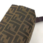 Fendi Zucca Mini Vanity Leather Canvas Brown Pouch Silver