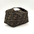 Fendi Zucca Mini Vanity Leather Canvas Brown Pouch Silver — view 2