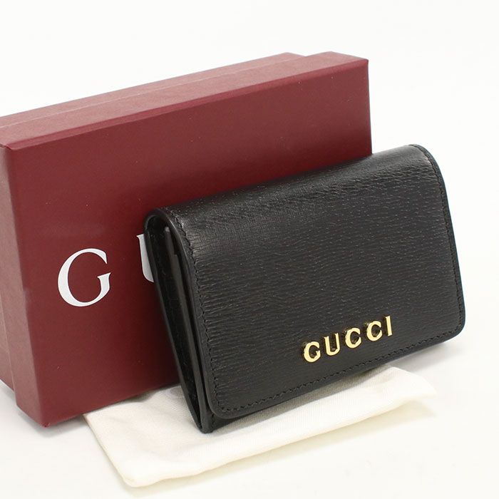 Gucci Card Case Script Business Leather
