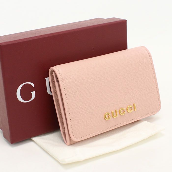 Gucci Card Case Script Business Leather
