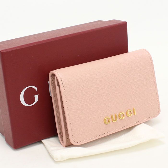 Gucci Card Case Script Business Leather