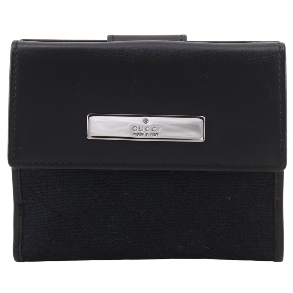 Gucci Compact Wallet 035 GG Canvas Black Bifold
