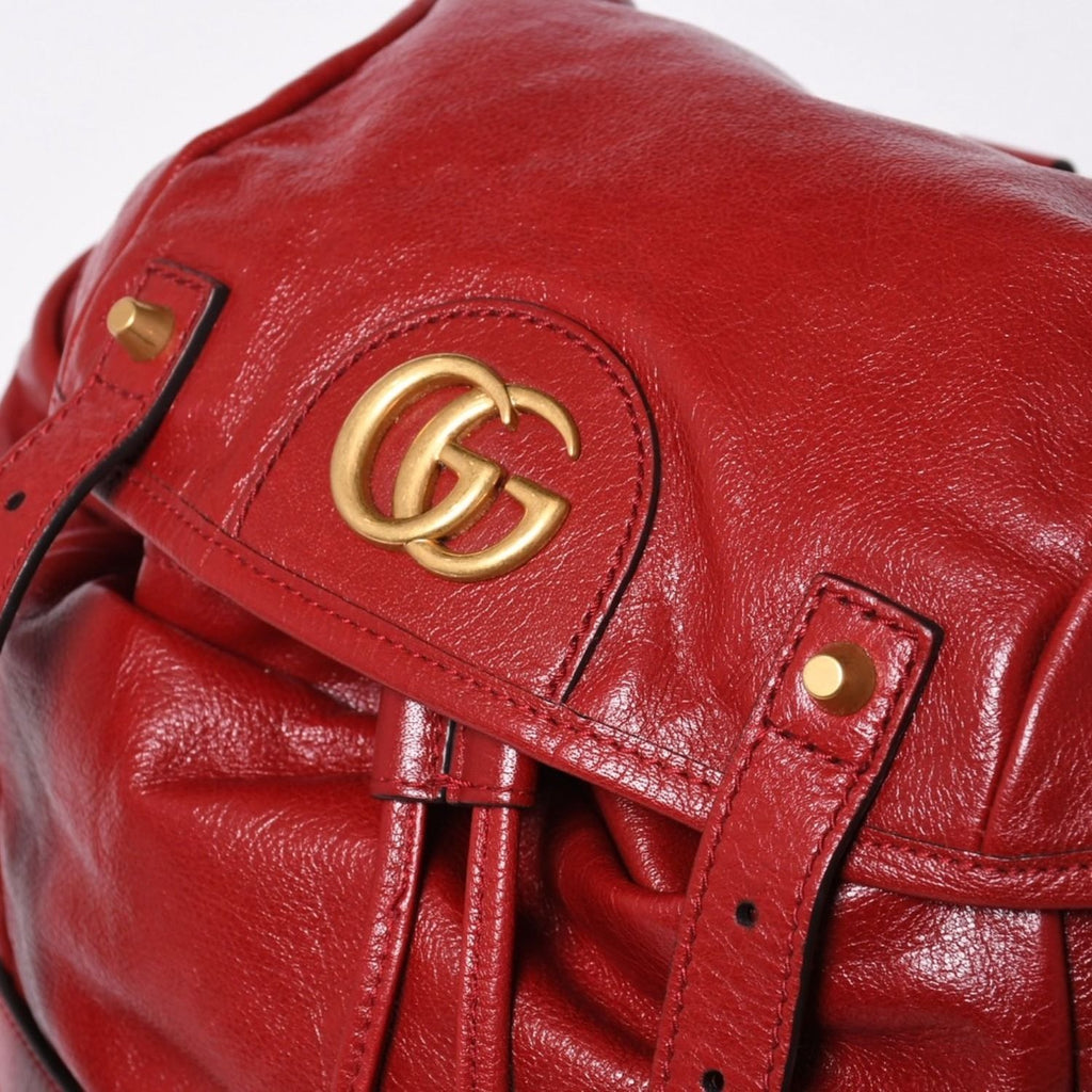 Gucci Backpack Rebel Tiger Cat Head GG Marmont Red Leather — view 6