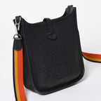 Hermes Evelyne TPM Shoulder Bag Taurillon Clemence Black Silver — view 3