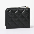 Chanel Quilted Compact Wallet Coin Purse Caviar Leather Black Gold — view 2