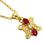 Celine Triomphe Ruby Diamond Necklace 42 18k Yellow Gold 750 Macadam — view 3
