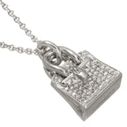 Hermes Amulette Birkin Diamond Necklace 40 18k White Gold — view 3