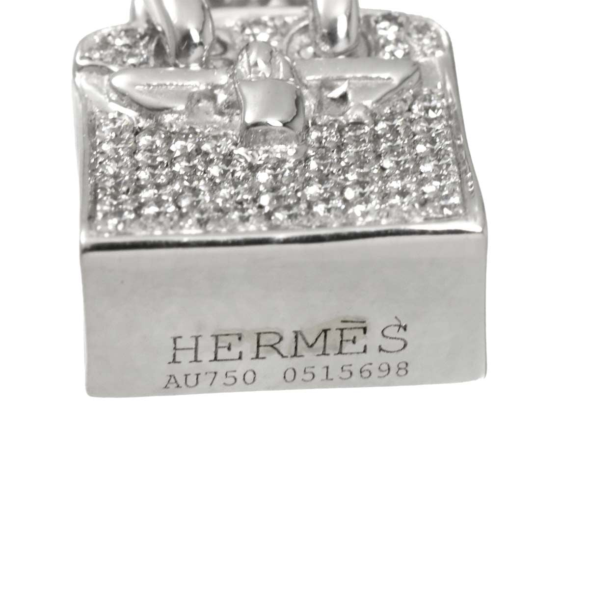 Hermes Amulette Birkin Diamond Necklace 40 18k White Gold — view 5