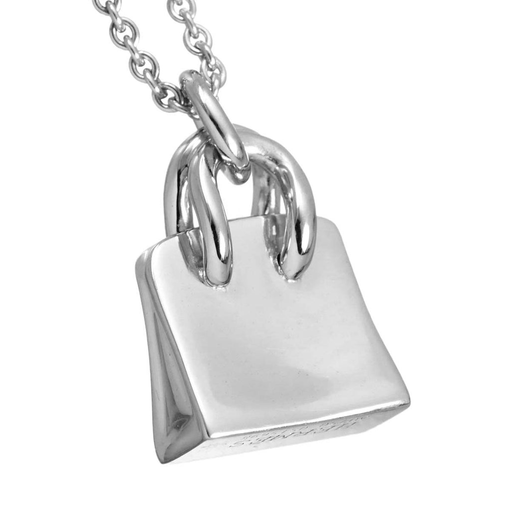 Hermes Amulette Birkin Diamond Necklace 40 18k White Gold — view 4