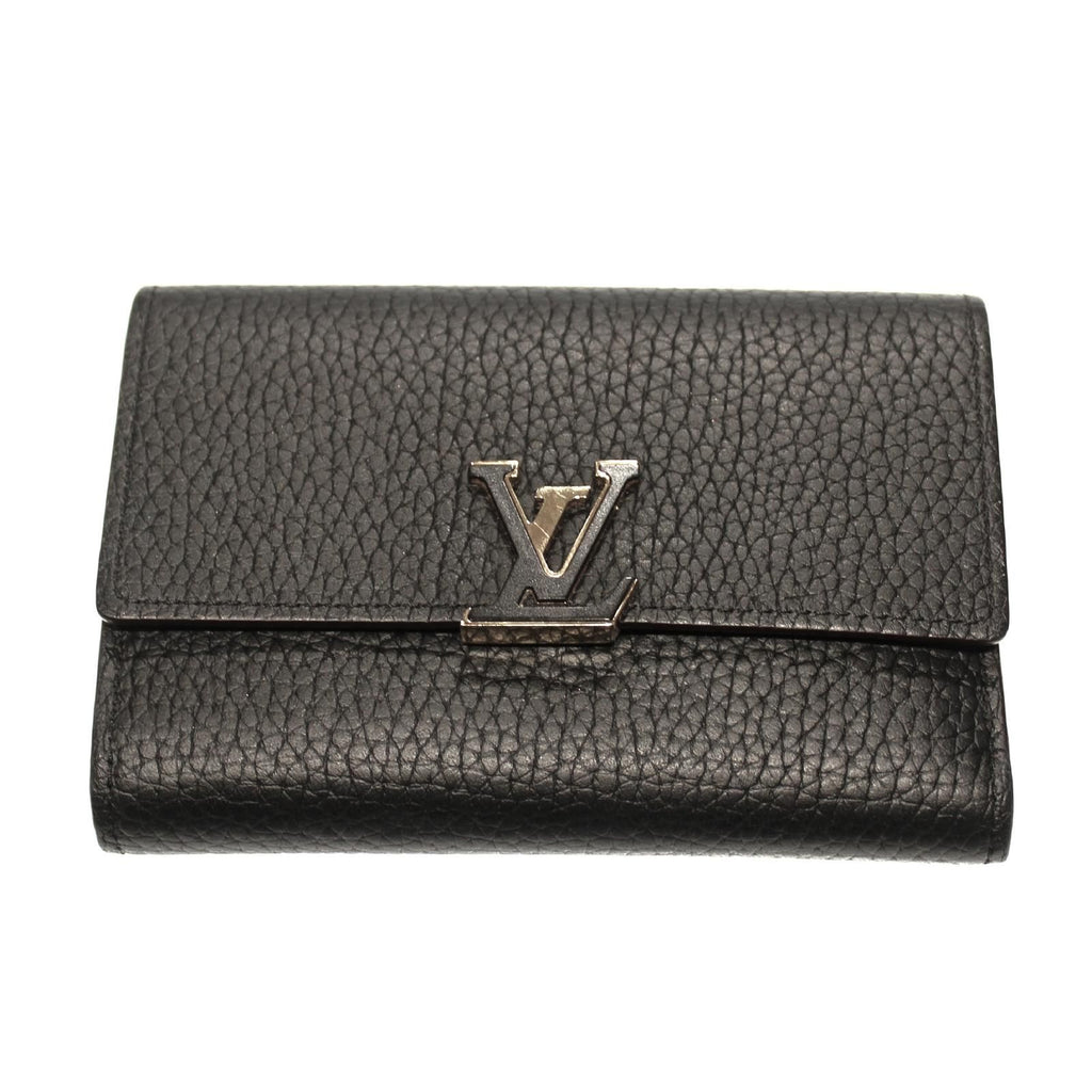 Louis Vuitton Portefeuille Capucines Compact Taurillon Leather Noir Hot