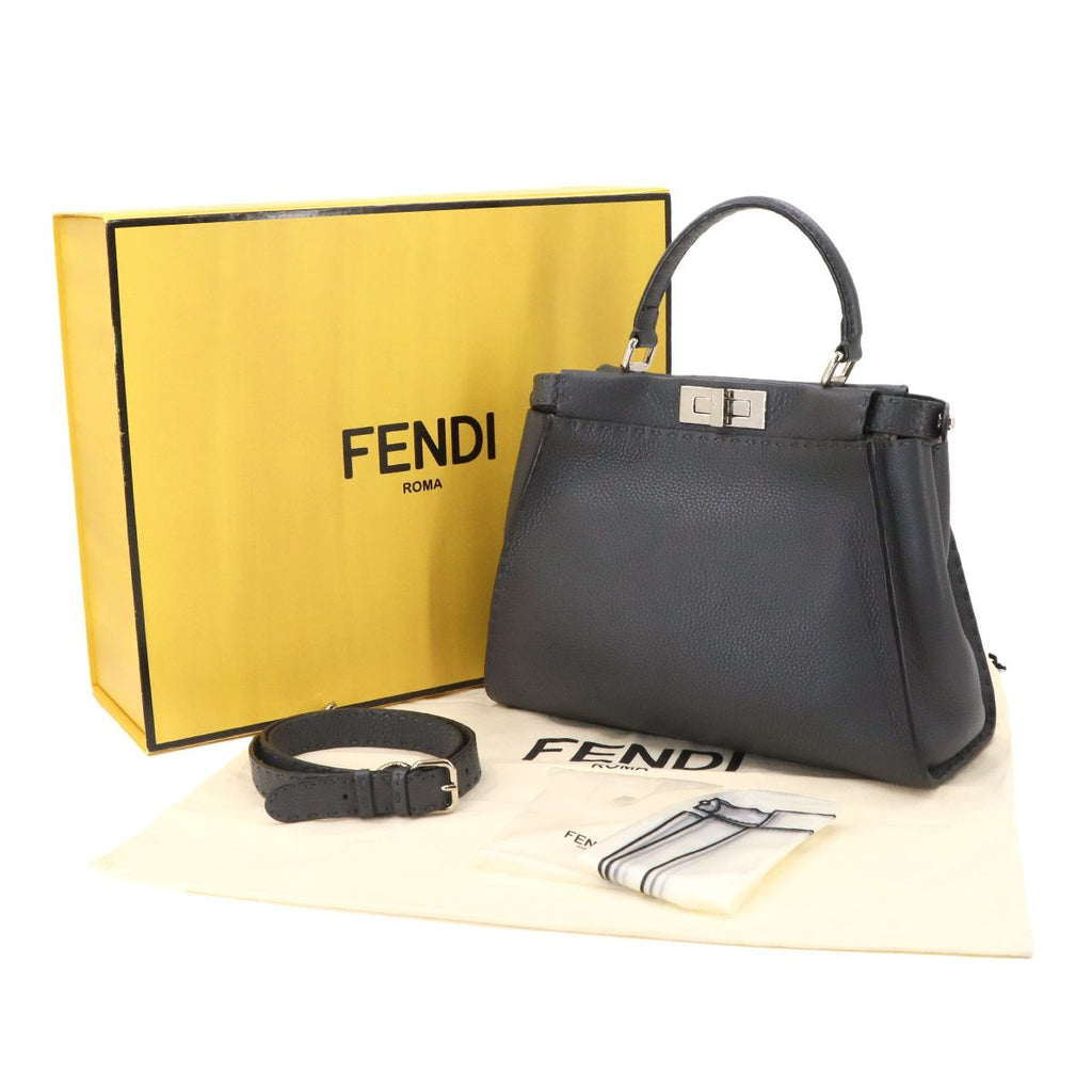 Fendi Selleria Peekaboo Regular 2-Way Bag Leather Gray — view 2