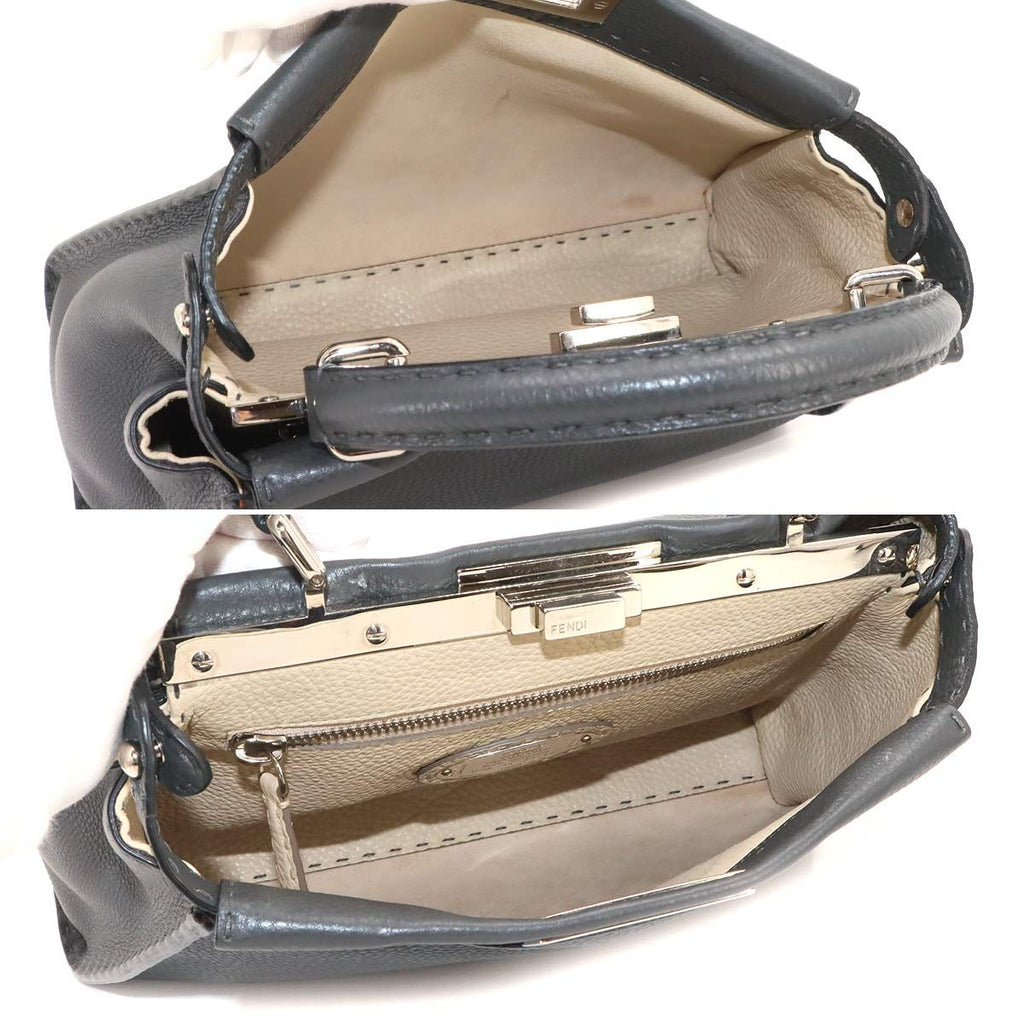 Fendi Selleria Peekaboo Regular 2-Way Bag Leather Gray — view 7