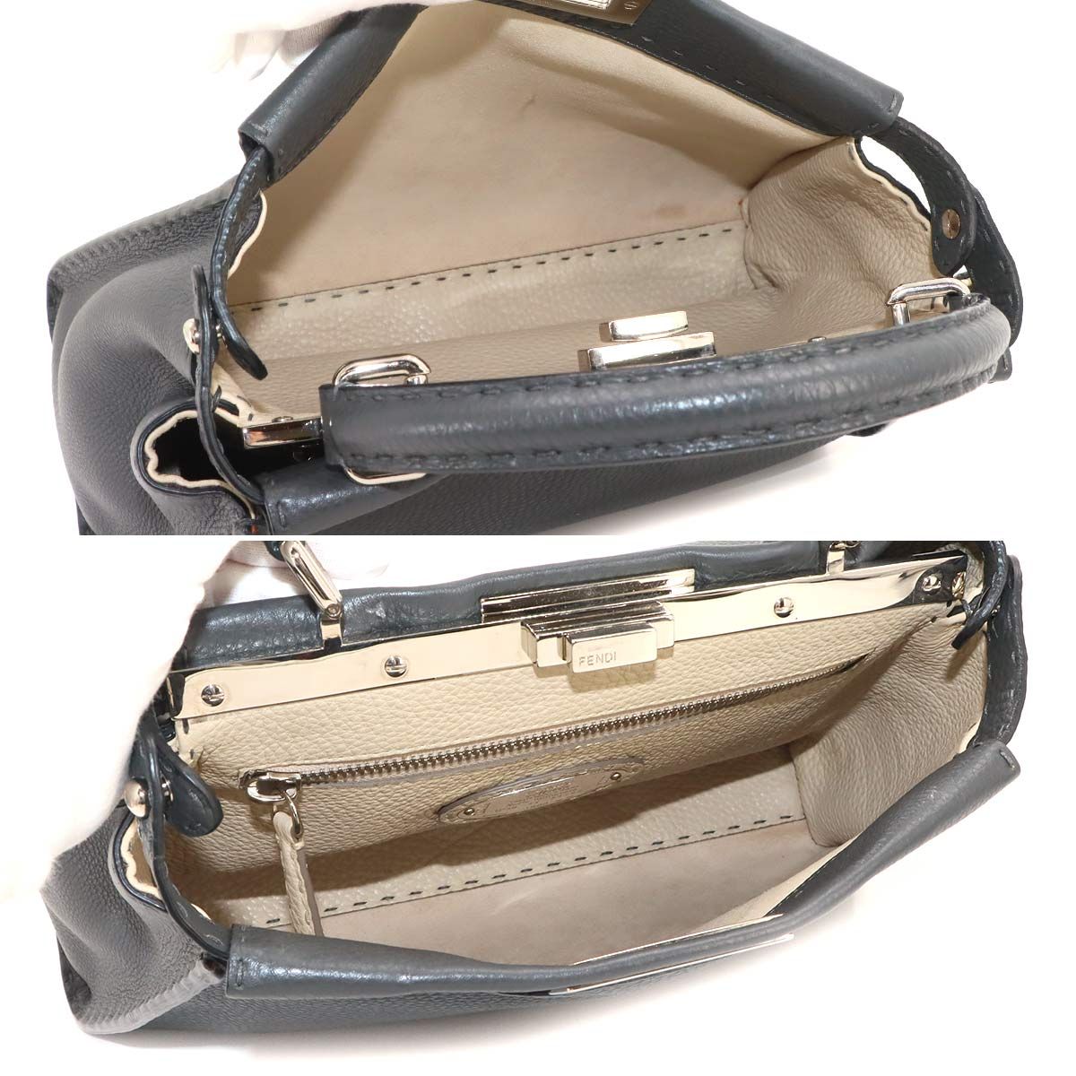 Fendi Selleria Peekaboo Regular 2-Way Bag Leather Gray — view 7