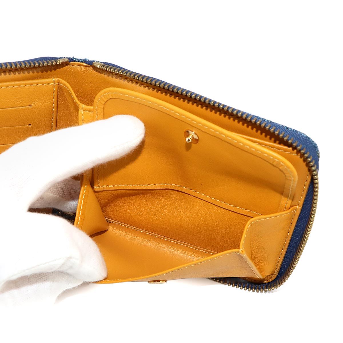 Louis Vuitton Monogram Denim Mini Zippy Bifold Wallet Blue LV Gold — view 8