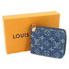 Louis Vuitton Monogram Denim Mini Zippy Bifold Wallet Blue LV Gold — view 2