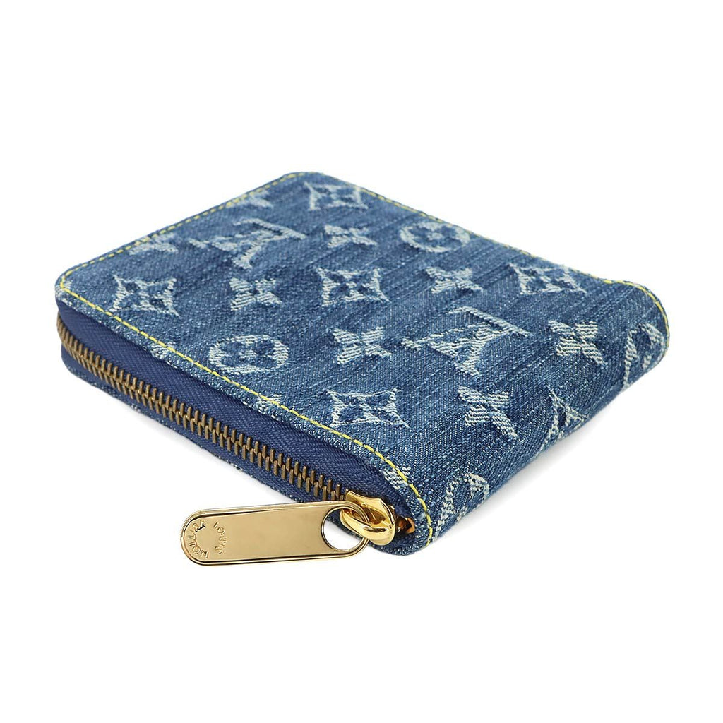 Louis Vuitton Monogram Denim Mini Zippy Bifold Wallet Blue LV Gold — view 5