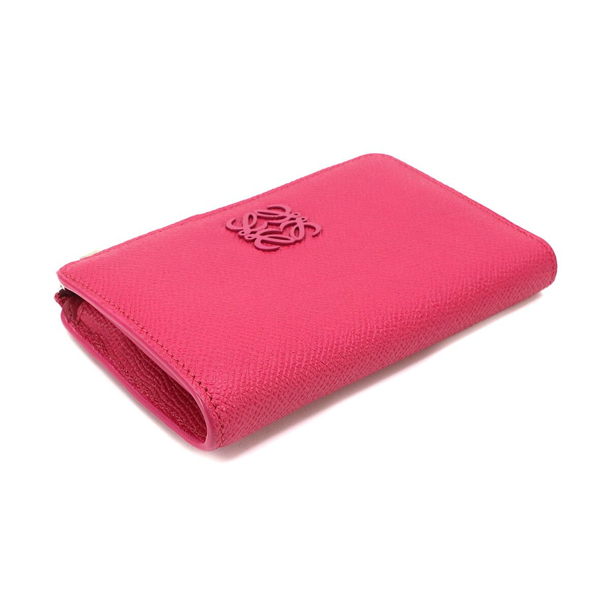 Loewe Anagram Key Ring Coin Purse Wallet Leather Pink Silver — view 4