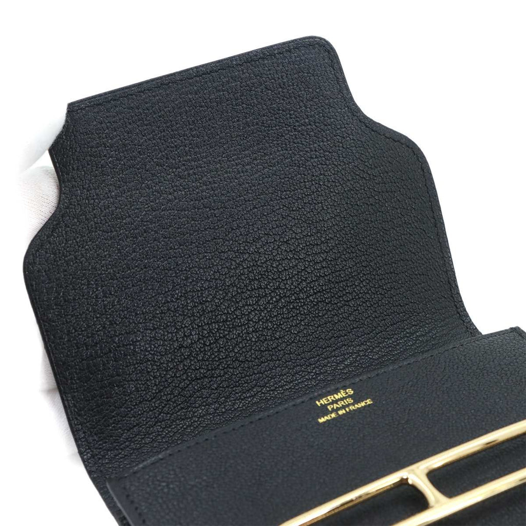 Hermes Roulis Slim Wallet Bifold Chevre Black — view 6