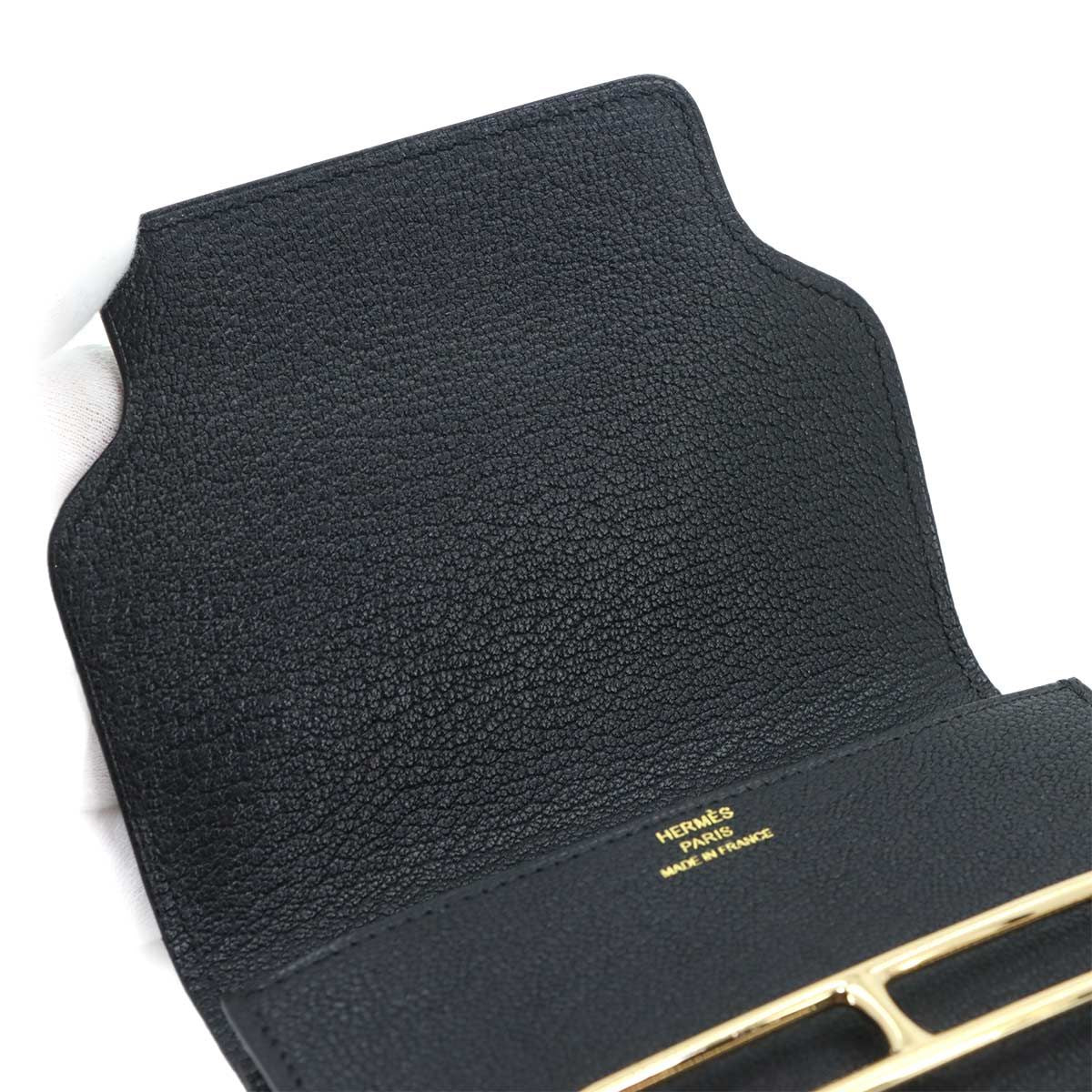 Hermes Roulis Slim Wallet Bifold Chevre Black — view 6