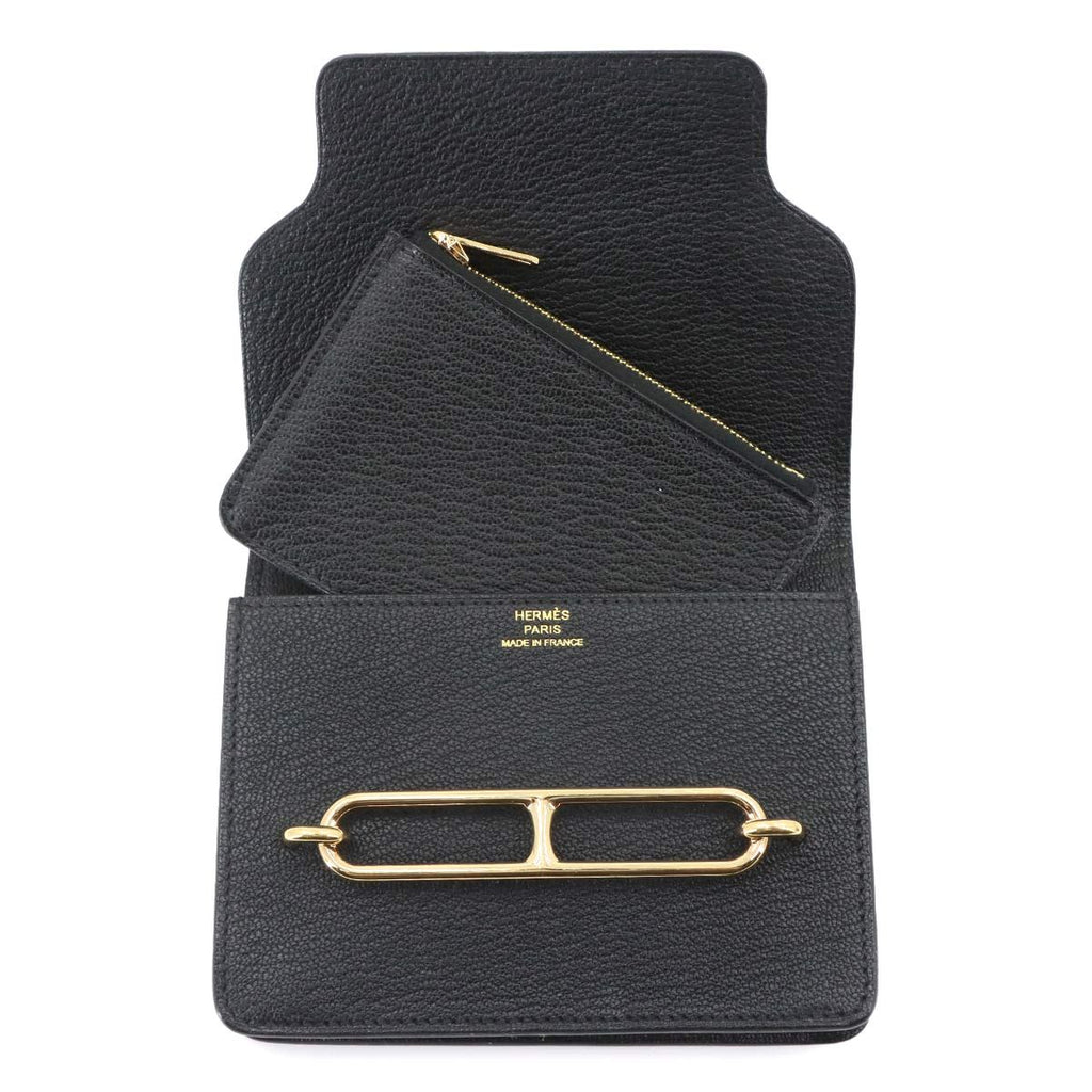 Hermes Roulis Slim Wallet Bifold Chevre Black — view 5