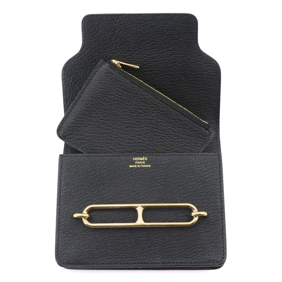 Hermes Roulis Slim Wallet Bifold Chevre Black — view 5