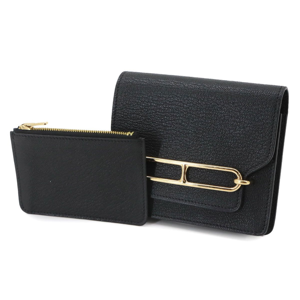 Hermes Roulis Slim Wallet Bifold Chevre Black — view 2