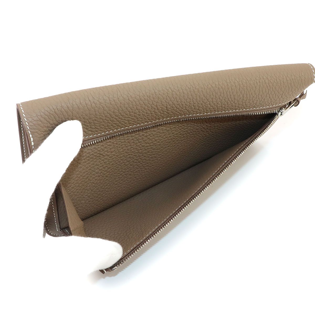 Hermes Dogon Long Bifold Wallet Togo Etoupe Silver — view 8