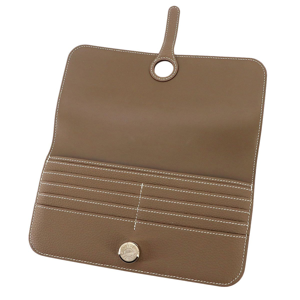 Hermes Dogon Long Bifold Wallet Togo Etoupe Silver — view 6