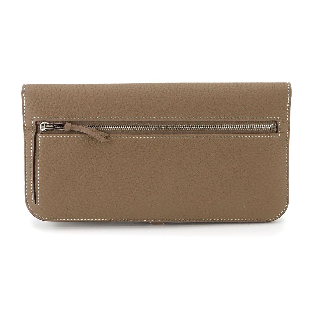 Hermes Dogon Long Bifold Wallet Togo Etoupe Silver — view 3