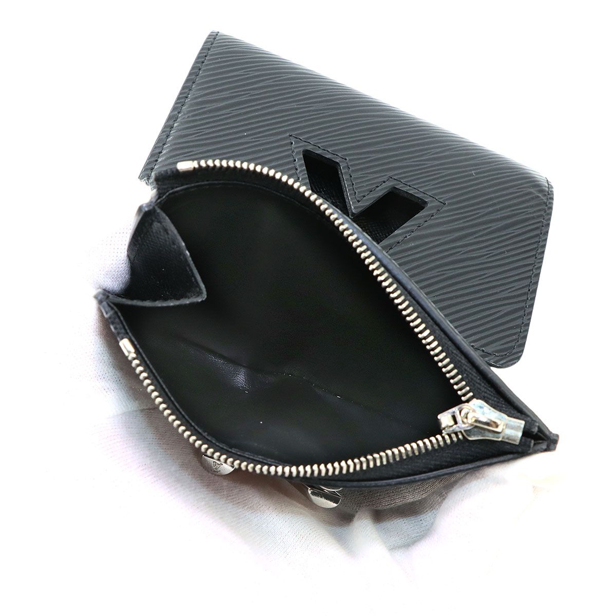Louis Vuitton Epi Portefeuille Twist Compact Trifold Wallet Leather Noir — view 8