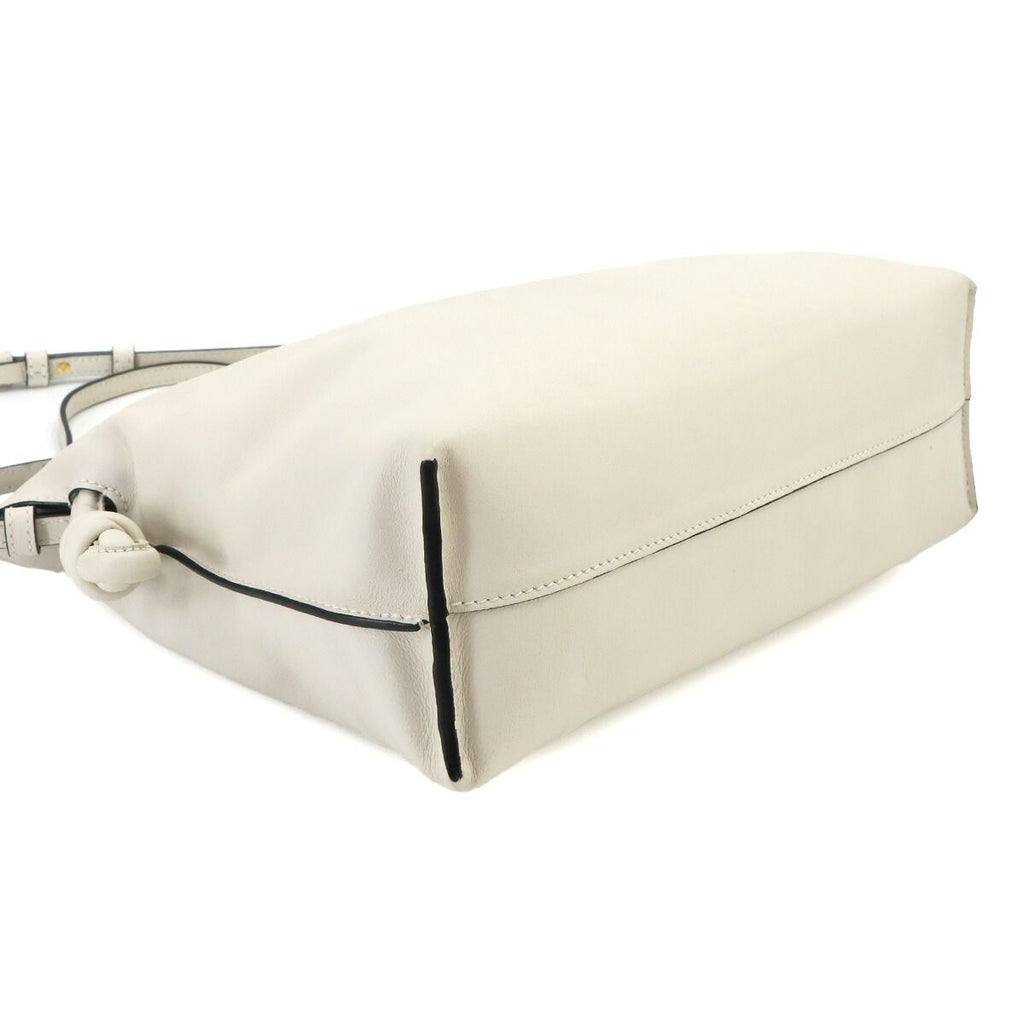 Loewe Flamenco Clutch Medium Shoulder Bag Leather White Gold — view 4